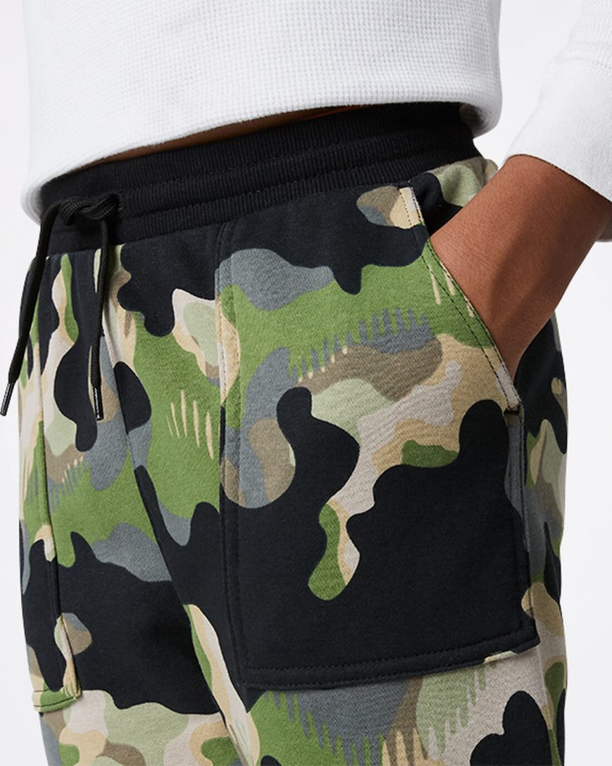 Pantaloni Jogger Baieti Converse Camo Masline Verzi | RO OIKDW576